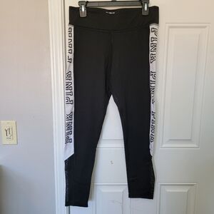 Victoria's Secret PINK Ultimate Leggings Side Logo Mesh Bottom Black Size Large